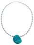 Sterling Silver and Chrysocolla Bead Necklace KX120987